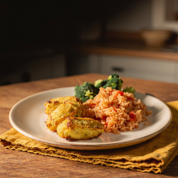 Pastéis de Bacalhau com Arroz de Tomate