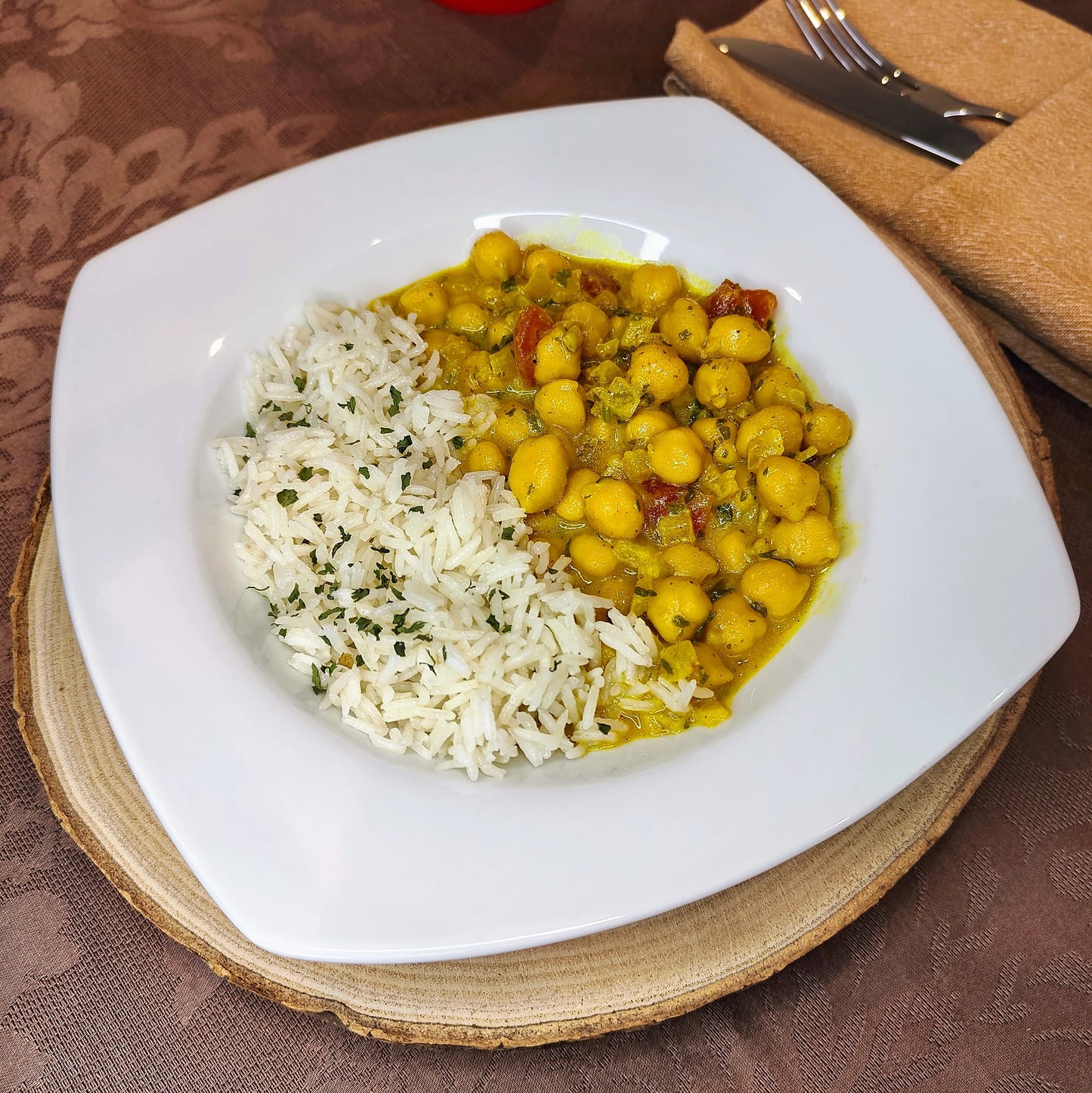 Caril de Grão com Arroz