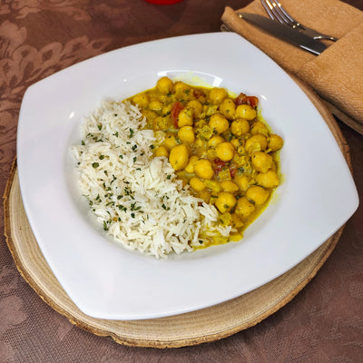 Caril de Grão com Arroz