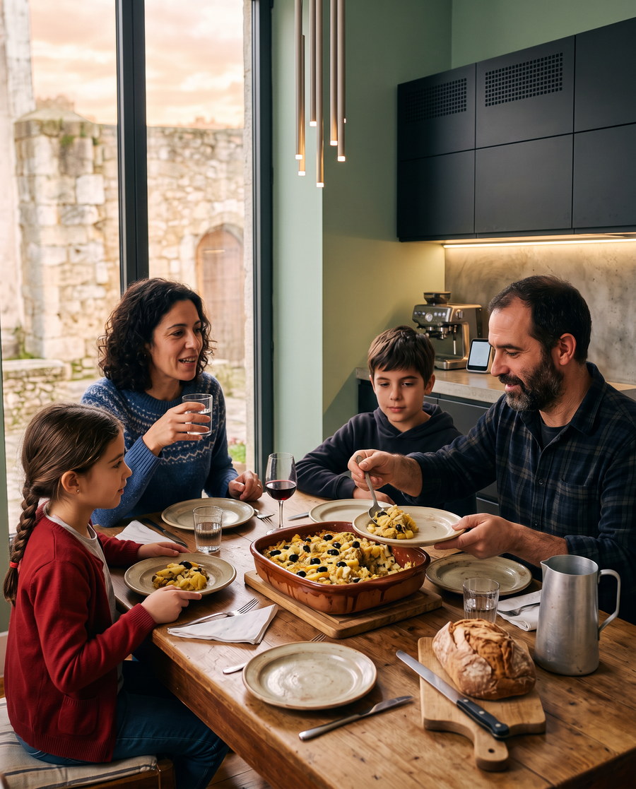 O jantar de toda a família resolvido num tabuleiro.