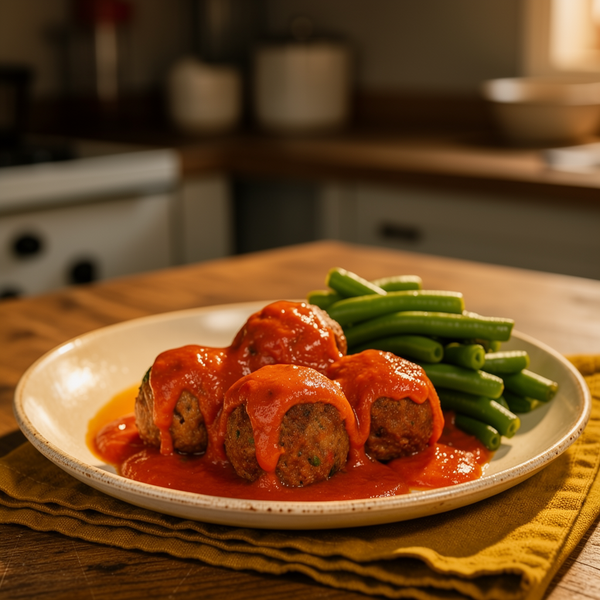 Almôndegas de Carne com Feijão Verde