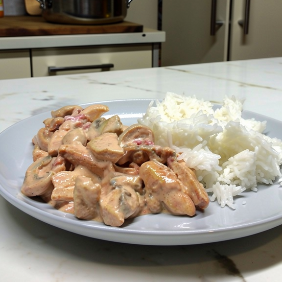 Strogonoff de Frango e Cogumelos
